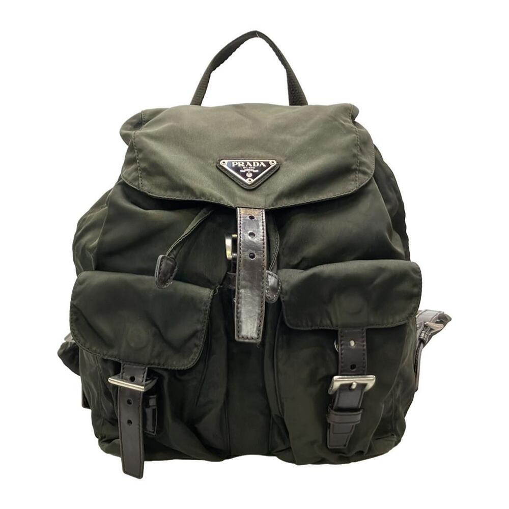 Prada Tessuto leather backpack nylon Vela trim Green - Picture 2 of 6